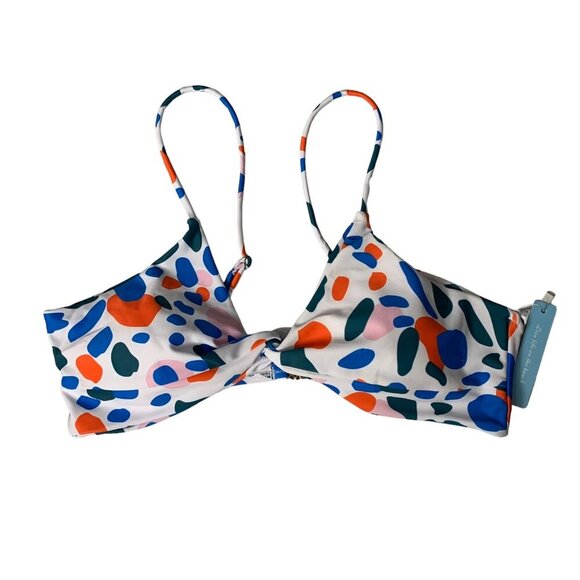 Colorful Abstract Print Bikini Top Adjustable Straps Swimwear XL NWT - Picture 1 of 5